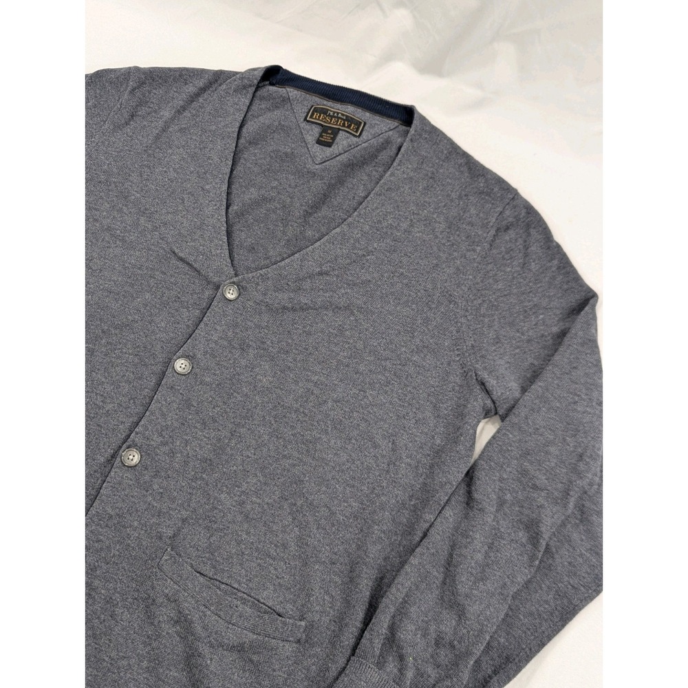 JOS A BANK CARDIGAN Men Medium Gray BUTTON Pockets TAILORED FIT COTTON‎ SILK